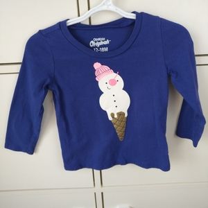 4/$20 Toddler girl OshKosh snowman shirt 18 months